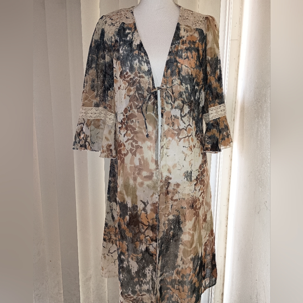 Boho Sheer Shirt Jacket XL